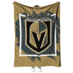 vegas golden knights block border tan quilt blanket best selling