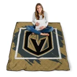 vegas golden knights block border tan quilt blanket best selling