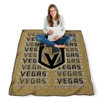 vegas golden knights bold red tan quilt blanket best selling