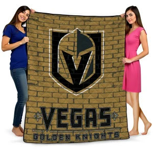 vegas golden knights brick grid tan quilt blanket best selling