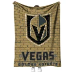 vegas golden knights brick grid tan quilt blanket best selling