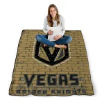 vegas golden knights brick grid tan quilt blanket best selling