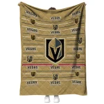 vegas golden knights handdrawn stripes tan quilt blanket best selling
