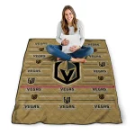 vegas golden knights handdrawn stripes tan quilt blanket best selling