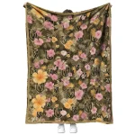 vegas golden knights hibiscus foliage tan quilt blanket best selling