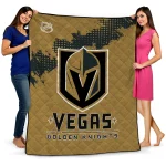 vegas golden knights nhl shield tan quilt blanket best selling