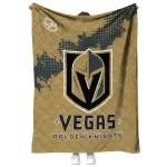 vegas golden knights nhl shield tan quilt blanket best selling