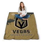 vegas golden knights nhl shield tan quilt blanket best selling