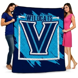 villanova wildcats block border navy quilt blanket best selling
