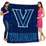 villanova wildcats brick grid navy quilt blanket best selling