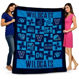 villanova wildcats helmet heart navy quilt blanket best selling