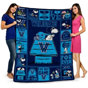villanova wildcats snoopy love navy quilt blanket best selling