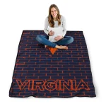virginia cavaliers brick grid blue quilt blanket best selling