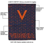 virginia cavaliers brick grid blue quilt blanket best selling