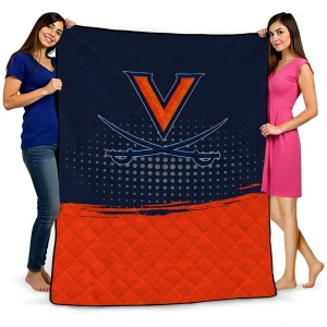 virginia cavaliers dot illusion blue quilt blanket best selling