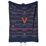 virginia cavaliers handdrawn stripes blue quilt blanket best selling