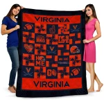 virginia cavaliers helmet heart blue quilt blanket best selling