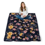 virginia cavaliers hibiscus foliage blue quilt blanket best selling
