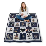 virginia cavaliers mickey mouse motif blue white quilt blanket best selling