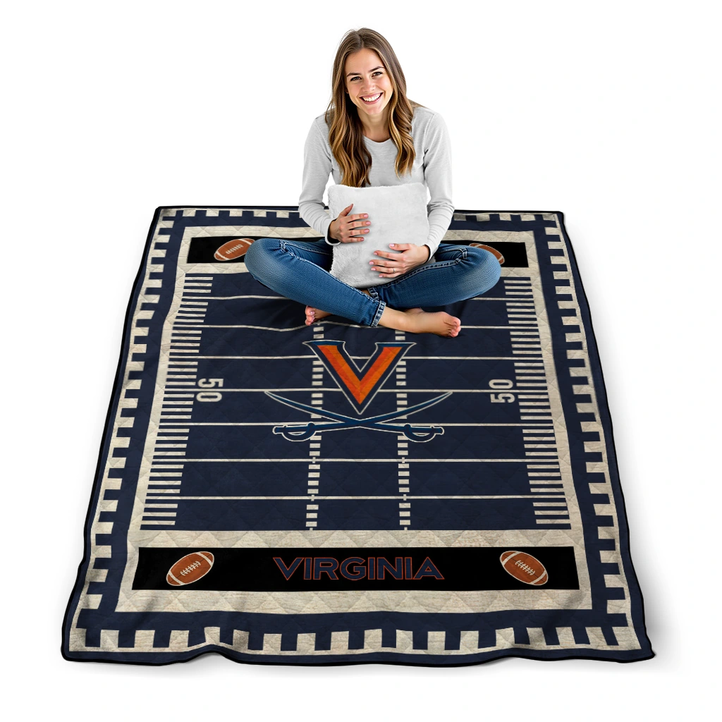 virginia cavaliers mickey player blue quilt blanket high quality virginia cavaliers mickey player blue quilt blanket high quality
