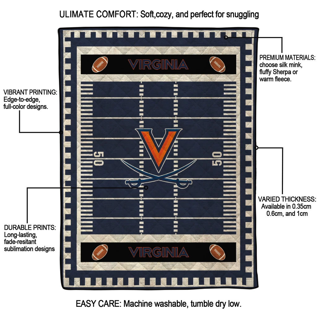 virginia cavaliers mickey player blue quilt blanket latest model virginia cavaliers mickey player blue quilt blanket latest model