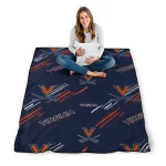 virginia cavaliers sketch lines blue quilt blanket best selling