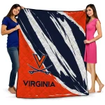 virginia cavaliers stroke art blue white quilt blanket best selling