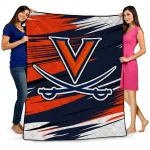 virginia cavaliers wild lines blue white quilt blanket best selling