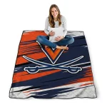virginia cavaliers wild lines blue white quilt blanket best selling