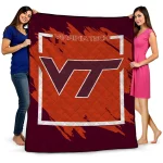 virginia tech hokies block border maroon quilt blanket best selling