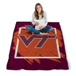 virginia tech hokies block border maroon quilt blanket best selling