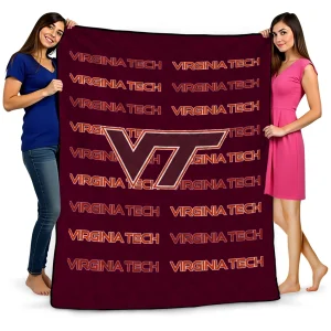 virginia tech hokies bold red maroon quilt blanket best selling