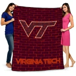 virginia tech hokies brick grid maroon quilt blanket best selling