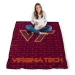 virginia tech hokies brick grid maroon quilt blanket best selling