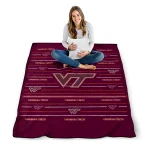 virginia tech hokies handdrawn stripes maroon quilt blanket best selling