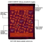 virginia tech hokies helmet heart maroon quilt blanket best selling