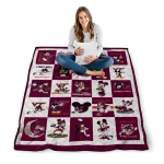 virginia tech hokies mickey mouse motif maroon white quilt blanket best selling