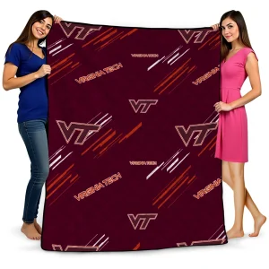 virginia tech hokies sketch lines maroon quilt blanket best selling