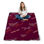 virginia tech hokies sketch lines maroon quilt blanket best selling