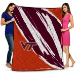 virginia tech hokies stroke art maroon white quilt blanket best selling