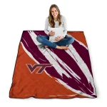 virginia tech hokies stroke art maroon white quilt blanket best selling