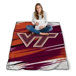 virginia tech hokies wild lines maroon white quilt blanket best selling