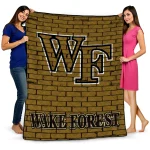 wake forest demon deacons brick grid gold quilt blanket best selling
