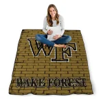 wake forest demon deacons brick grid gold quilt blanket best selling