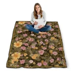wake forest demon deacons hibiscus foliage gold quilt blanket best selling