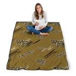 wake forest demon deacons sketch lines gold quilt blanket best selling