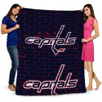 washington capitals brick grid blue quilt blanket best selling