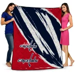 washington capitals stroke art blue white quilt blanket best selling