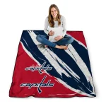 washington capitals stroke art blue white quilt blanket best selling