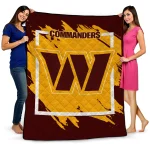 washington commanders block border burgundy quilt blanket best selling